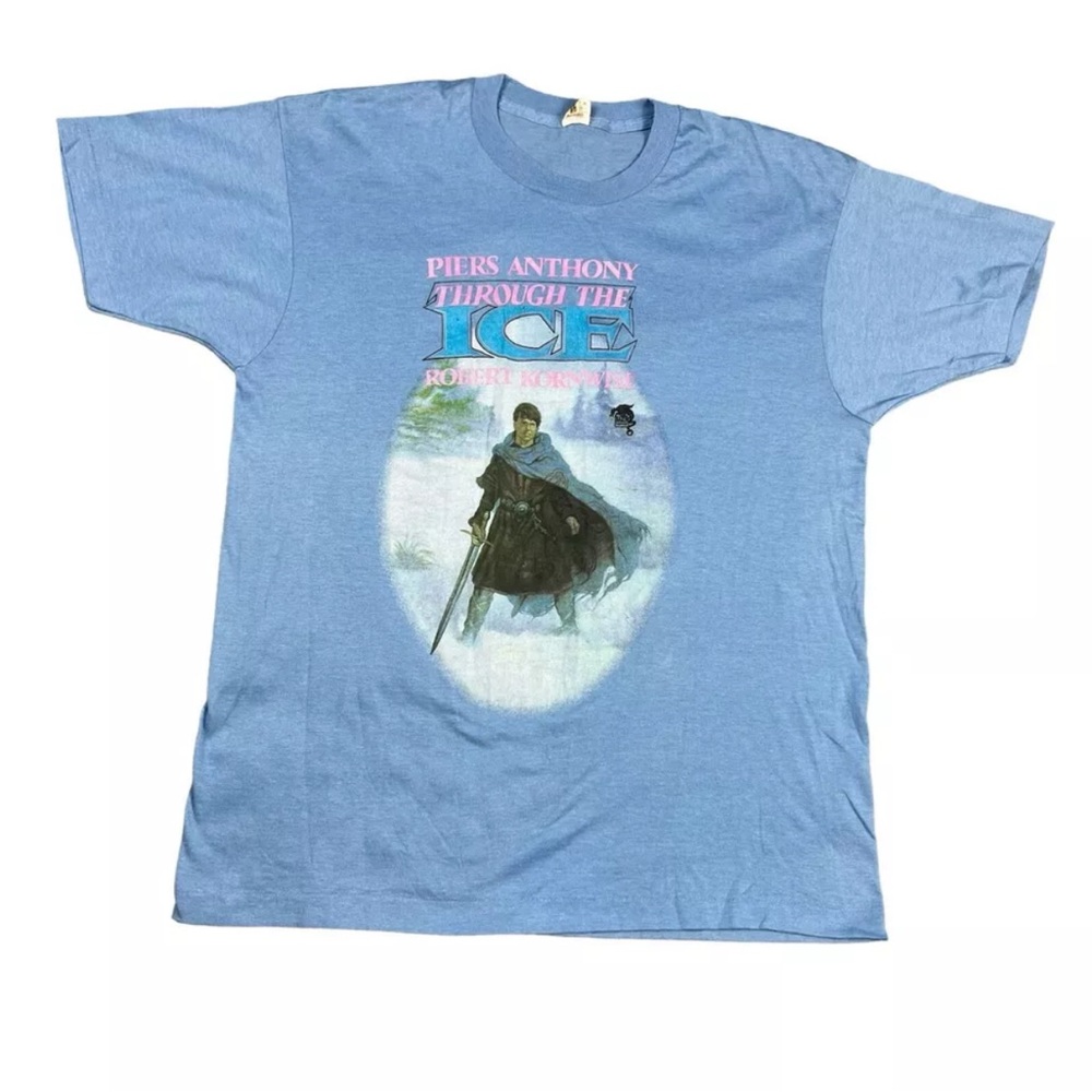 Vintage Piers Anthony ICE Robert Kornwise Fantasy T Shirt Blue